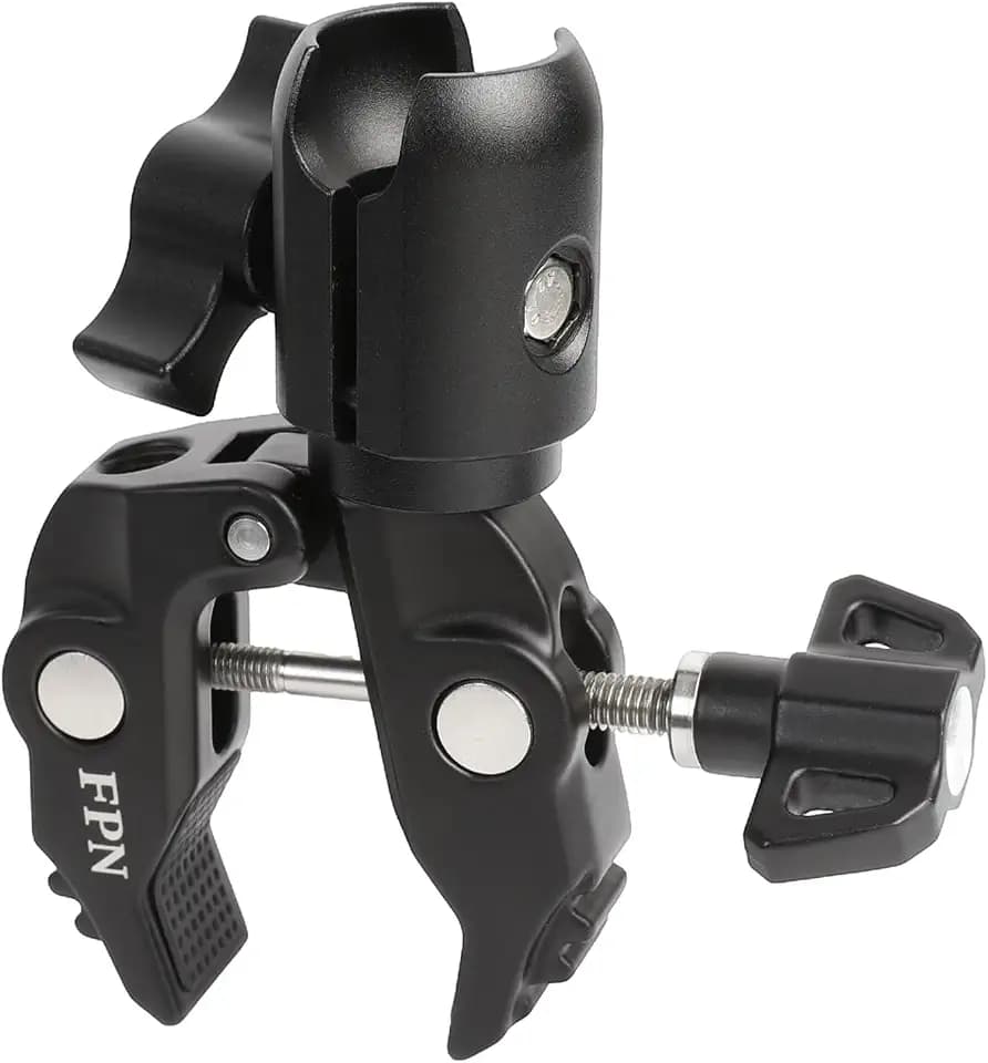 All-Metal Handlebar Clamp Base Mount with Adjustable Single Socket Arm, Fits 0.5-1.77" Round Rails, Compatible with RAM Mounts, 1" Ball Motorcycle Bike Phone Holder
