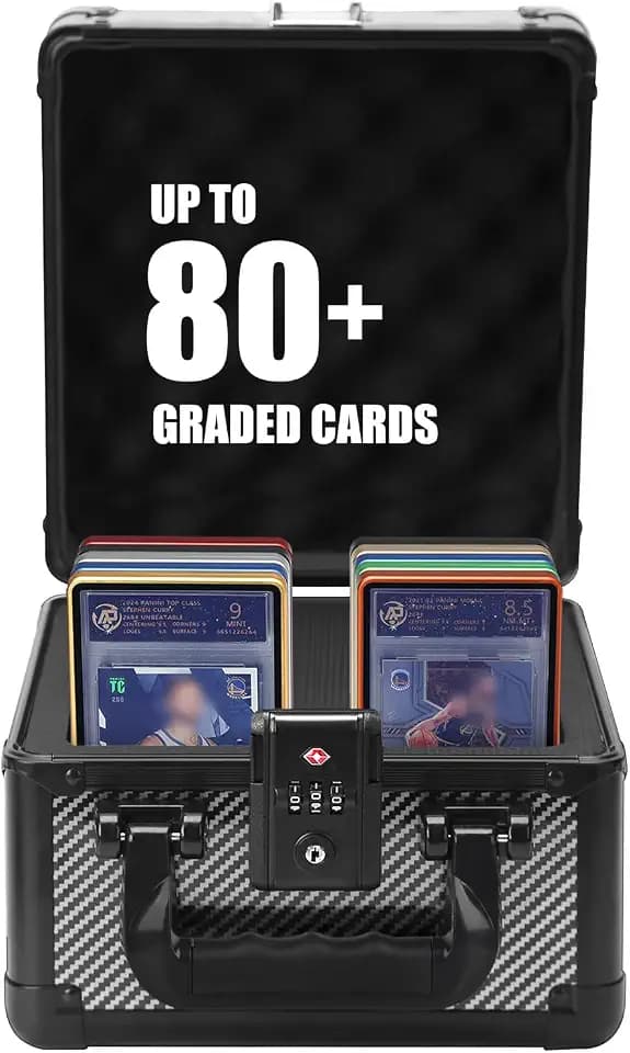 ZINHO Graded Card Case Upgraded Sports Card Storage Box Waterproof Trading Card Holder, Compatible with PSA BGS CSG FGS Up to 80+ Cards with TSA Approved Locks (Black)