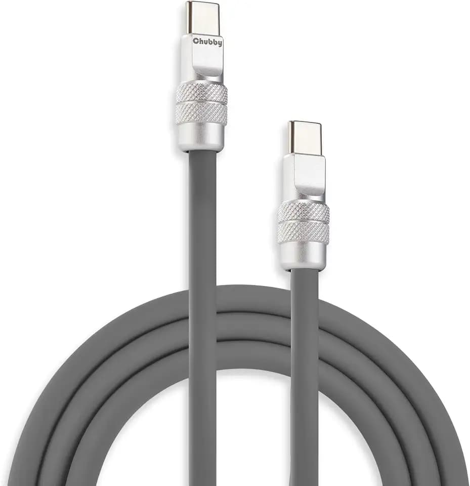 chubbycable USB C to C 240W Silicone Fast Charging Cable, Gray, 9.8FT