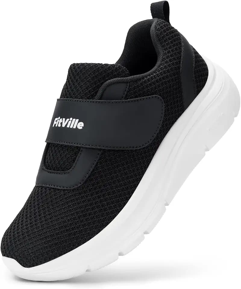 FitVille Diabetic Shoes for Women Wide Width Mesh Slip on Wide Walking Shoes Women for Swollen Feet with Adjustable Strap Lightweight