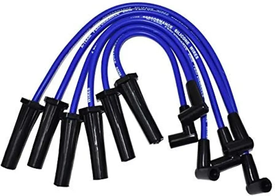 A-Team Performance 8.0 mm Silicone Spark Plug Wire Set - Black 90-Degree Boots for HEI Distributor - Includes Glow Plug Removal Tool - Compatible with Ford Truck 6 Cylinder 250&300 4.9L - Black