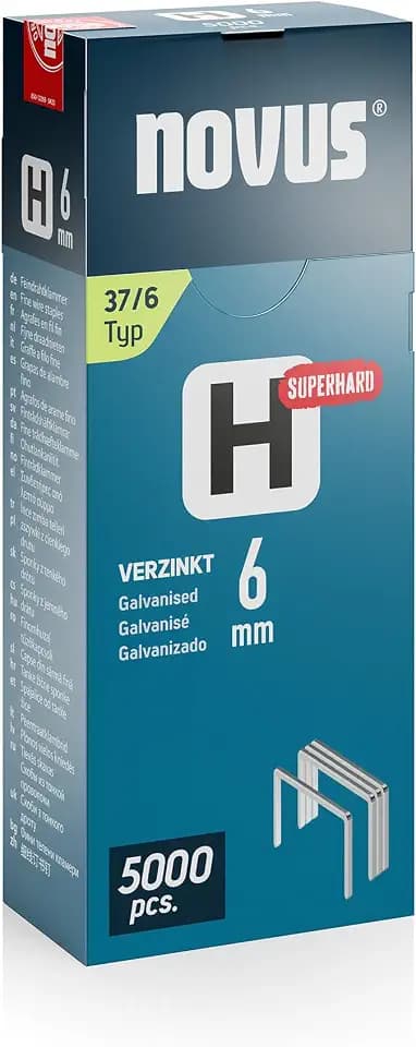 NOVUS TOOLS Feindrahtklammern Typ 37, 6 mm, 5000 Stück, Tackerklammern
