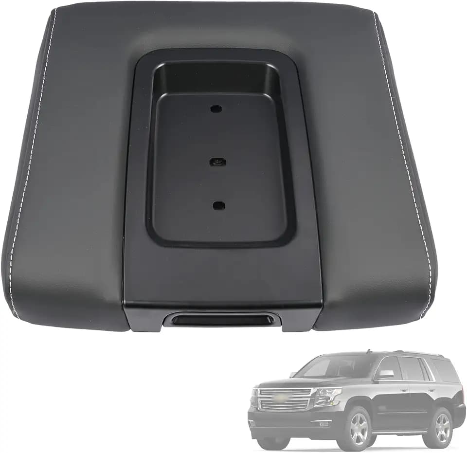 22881398, Front Center Console Armrest Lid Middle Seat Compatible with Chevrolet Chevy Silverado Suburban Tahoe, for GMC Sierra Yukon XL 2014-2020 Black Leather