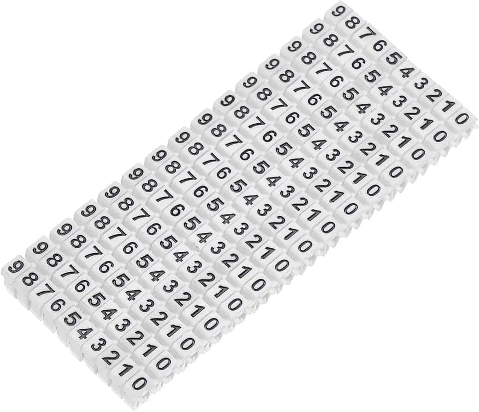 MECCANIXITY 150Pcs Wire Label, 0-9 Digital Cable Labels Tags M-0 Type Cable Numbers Markers for Identification Troubleshooting Maintenance of Wires, White
