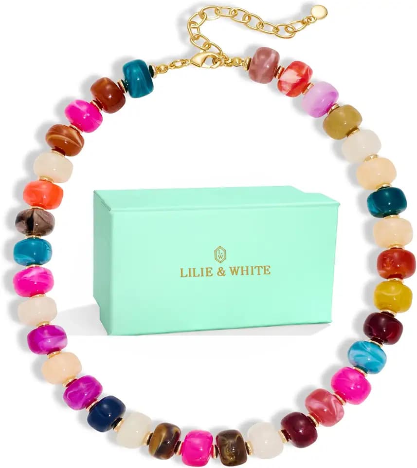 LILIE&WHITE Resin Chunky Beaded Necklace for Women Minimalistic Modern Statement Necklace Jewelry Accessories