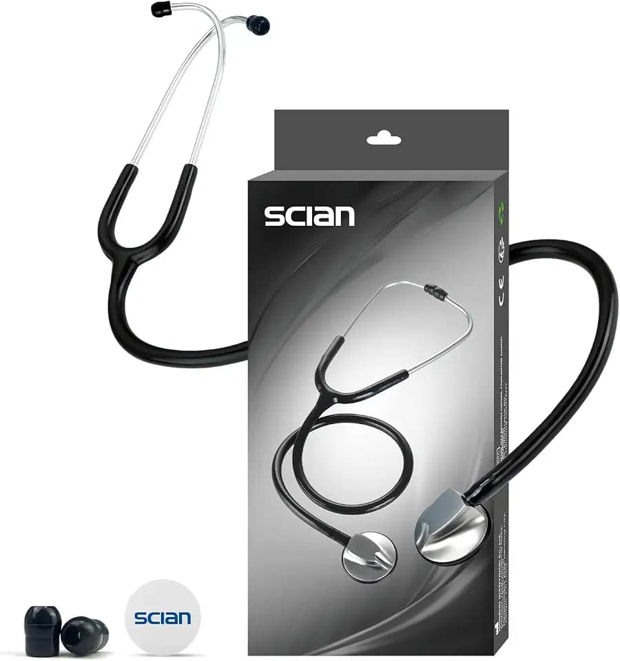 SCIAN Stethoscope for Nurse - Deluxe Single Head Stethoscope for Medical and Clinical Use, Perfect Work for Nurse Doctor Pediatric Infant (Black)