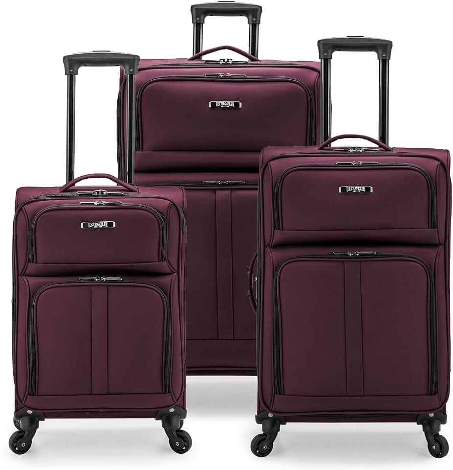 U.S. Traveler Anzio Softside Expandable Luggage with Spinner Wheels, Burgundy, 3-Piece Set (22/26/30)