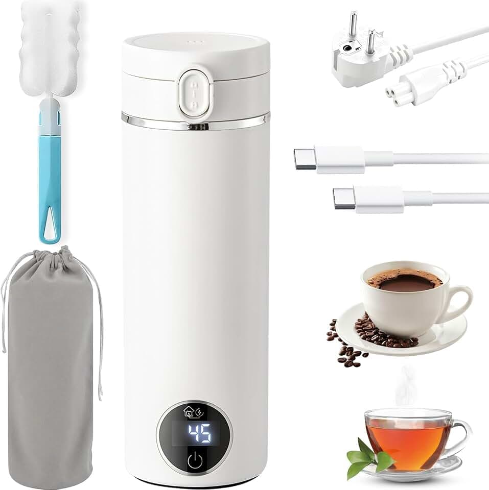 Wasserkocher Reisewasserkocher Klein mit USB-C(23W-100W), 500ml