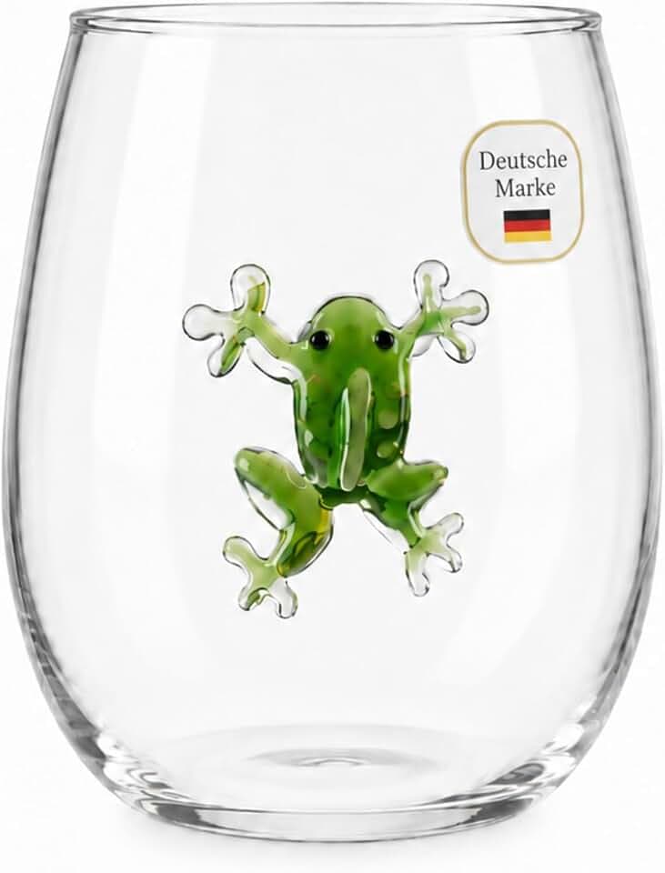 Winkee Trinkgläser Frosch bunt groß Wassergläser Gläser 3D modern 500 ml