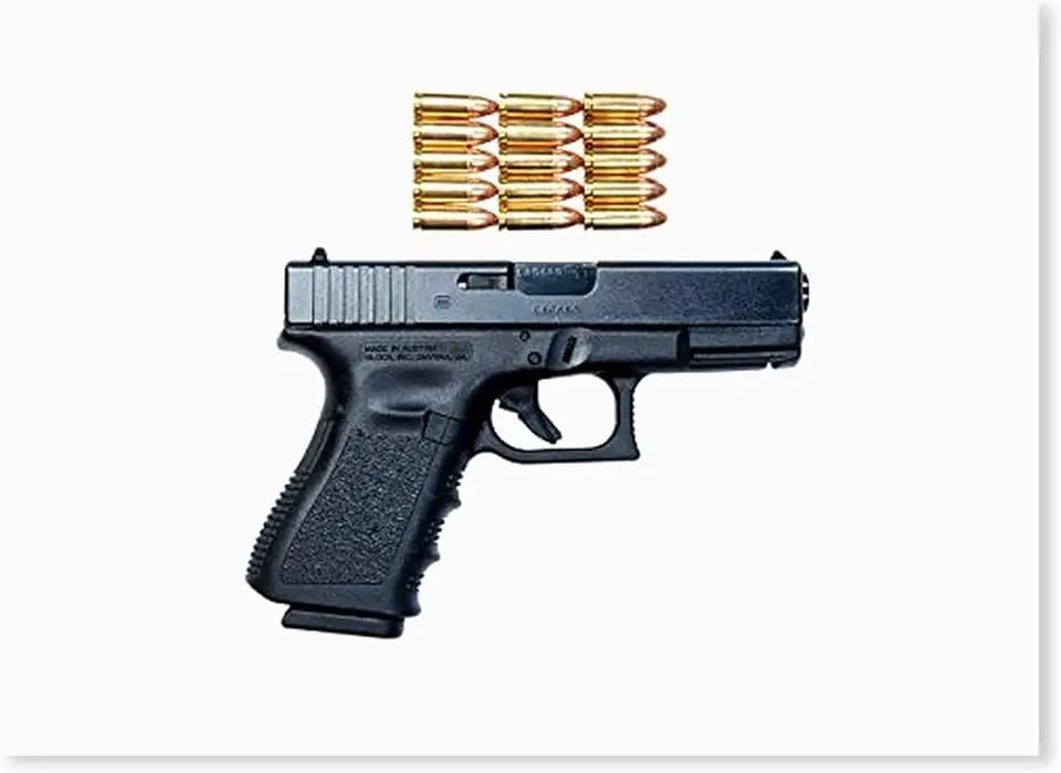 Glock Model 19 handgun with 9mm ammunition Poster Print by Terry MooreStocktrek Images (34 x 22)