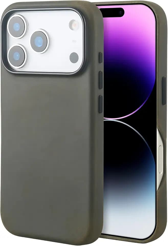 InUnion Compatible with iPhone 17 Pro Max Leather Case Crazy Horse Leather Case Compatible with MagSafe, Vintage Full Grain Cowhide, Slim Protective Cover with Microfiber Lining – 6.9 inch Gray