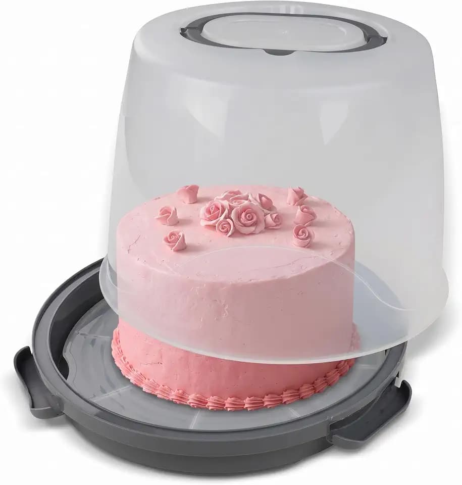 Dr. Oetker Transportbox für Kuchen extra hoch – Runde Tortentransportbox mit Einlegeboden – Platz für 20 cm hohe Kuchen und Torten, Kuchendurchmesser 22,5 cm