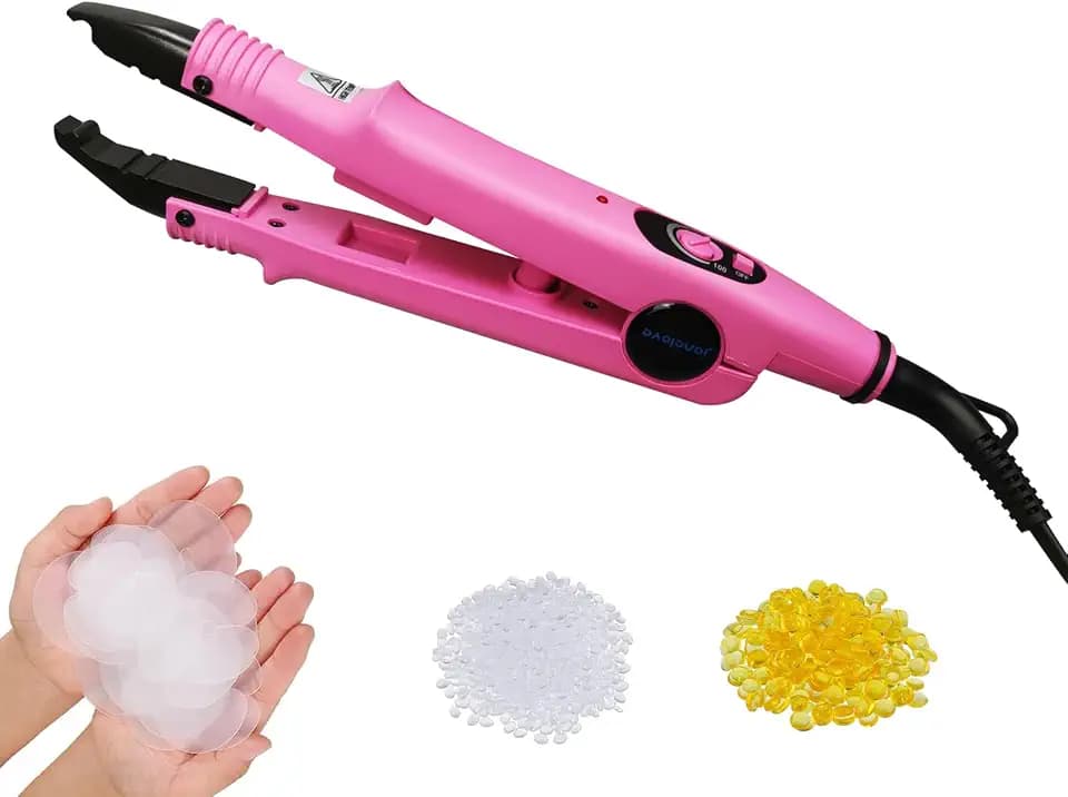janelove Haar Extensions Iron für Haarverlängerung, 100-200°C Teflon Wärmezange mit Keratin Bondings und Fixier Schablonen