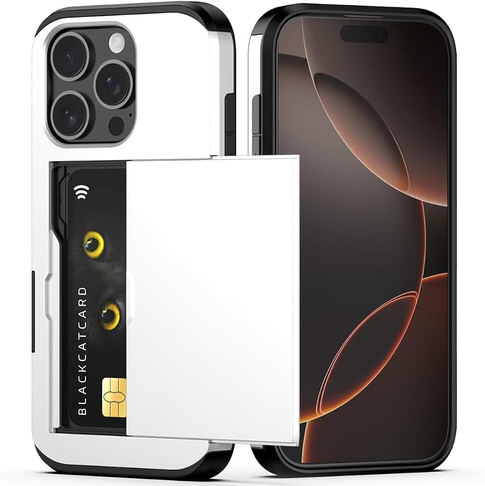 Nvollnoe for iPhone 16 Pro Case with Card Holder White