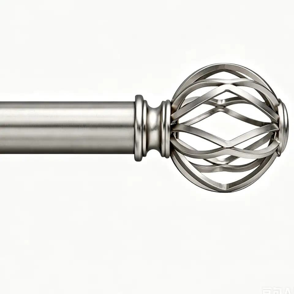 Satin Nickel Curtain Rods for Windows 18 to 144 inch, 1 Inch Adjustable Curtain Rod, Heavy Duty Window Curtains Rod for Bedroom Living Room, Modern Decorative Drapery Rods Birdcage Finials