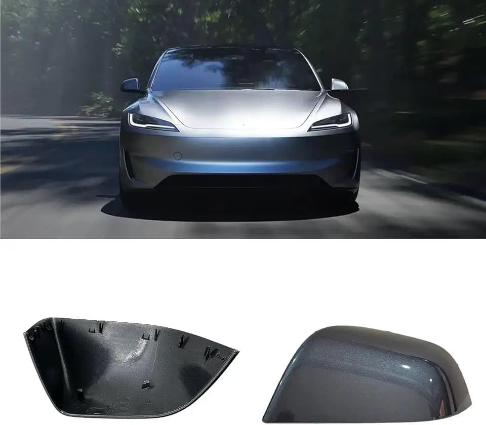 Compatible with Tesla Model 3 Side Mirror Cover Replacement 2017 2018 2019 2020 2021 2022 2023 2024 2025, Left Side Rearview Mirror Cover Cap for Model 3 Accessories(Gray)