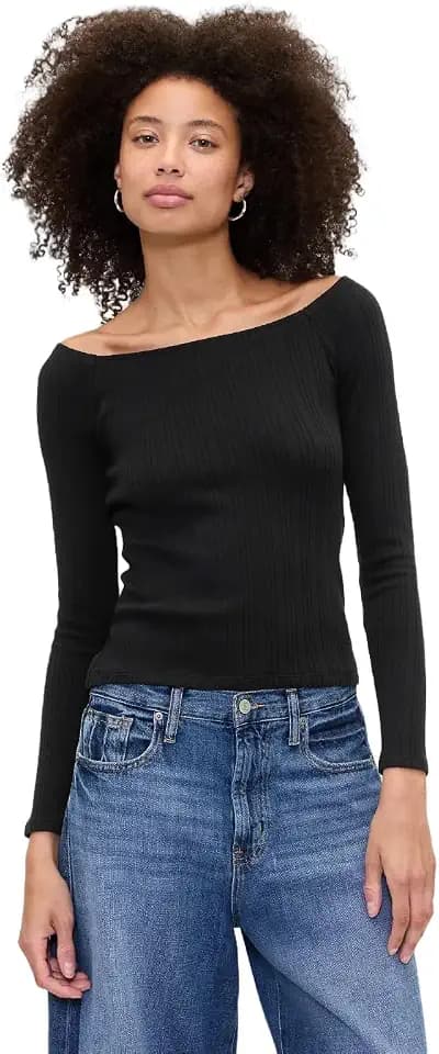 GAP Women's Ribbed Over The Shoulder Knit Top