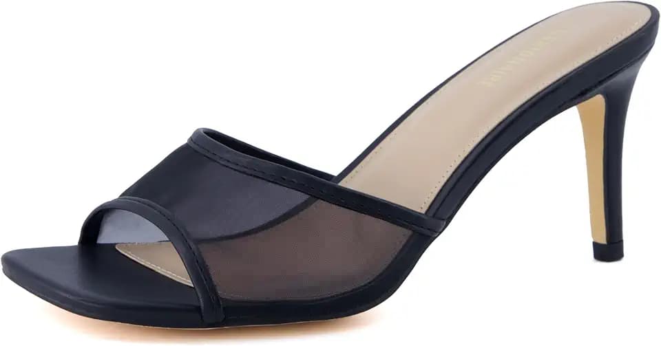 CUSHIONAIRE Evie Kitten Heel Sandals for Women, Slip On One Band Dress Sandals with Memory Foam, Wide Widths and 3 Inch Heel