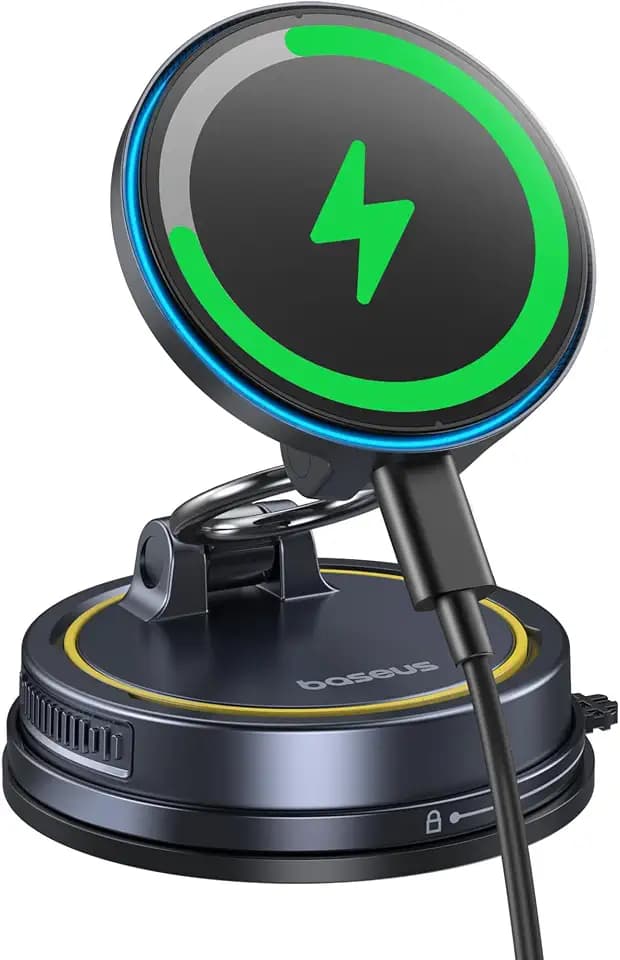 Baseus VC2 Flex Pro 15W Handyhalterung Auto für Magsafe mit Ladefunktion, Magnet Autohalterung kfz Ladegerät für Armaturenbrett, Wireless Car Charger für iPhone 17,16,15,14,13,12 Pro Max