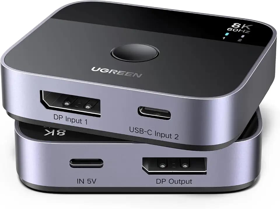 UGREEN 8K@60Hz DisplayPort+USB-C Switch Input DP 1.4 Out 2 in 1 Out, HDR10+