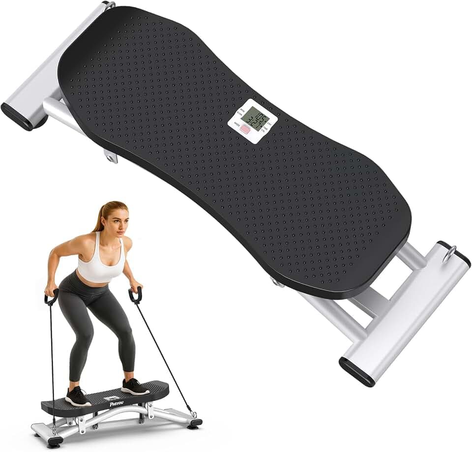 PASYOU Balance Board Ski-Simulator, Wackelbrett mit Widerstandsbändern, Balance Board Erwachsene mit LCD-Display, 150 kg Belastbarkeit, Ski-Slide-Rocker-Stepper für Ganzkörper-Workout
