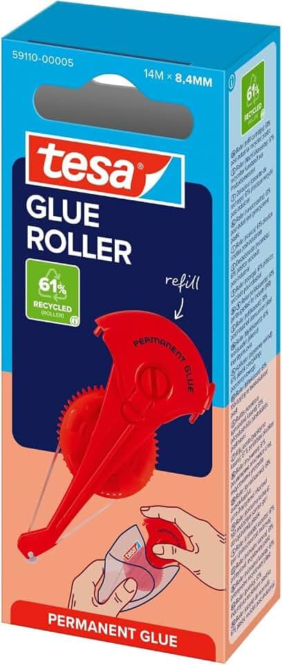 tesa GLUE ROLLER Permanent Nachfüllkassette - Kleberoller - 14 m x 8,4 mm | Nachfüllkassette für Klebelösung - schnelles Nachfüllen - lösemittelfrei - für Papier, Pappe und Fotos - für Büro und Zuhause
