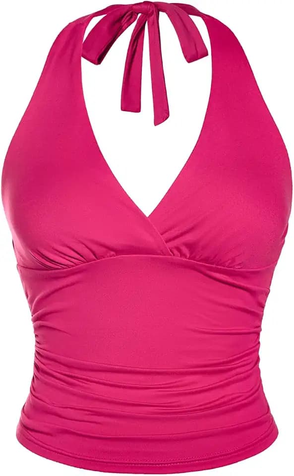 WDIRARA Women's Leopard Print Halter Crop Cami Top