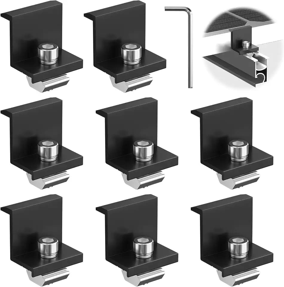 8 Stück Solarmodul Klemmen 30mm Schwarz, PV Modul Endklemmen, Aluminium Solar Klemme, Solarpanel Z Halter, Z Halterung fur Solarmodule, Solarmodulhalter für Dächer Wände Boote Wohnmobile