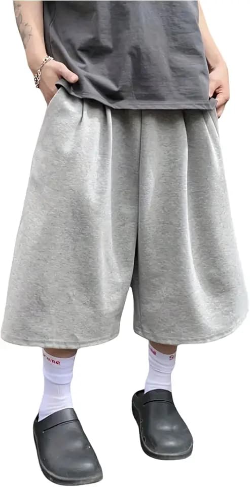 Verdusa Men's Baggy Sweat Shorts Wide Leg Athletic Oversized Sweat Jorts
