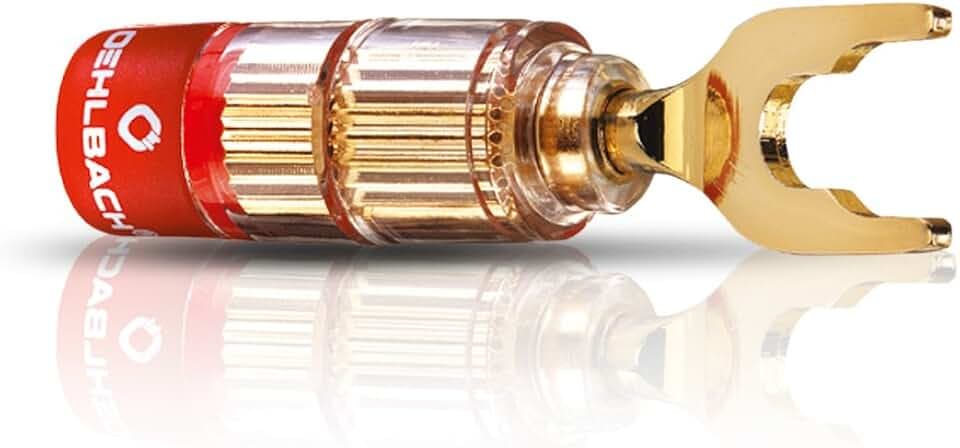 Oehlbach Solution Lug - Erstklassiger Kabelschuh-Verbinder für Kabel bis 6mm² - rot/schwarz Kennzeichnung, Crimp-System - 4 Stück - Gold