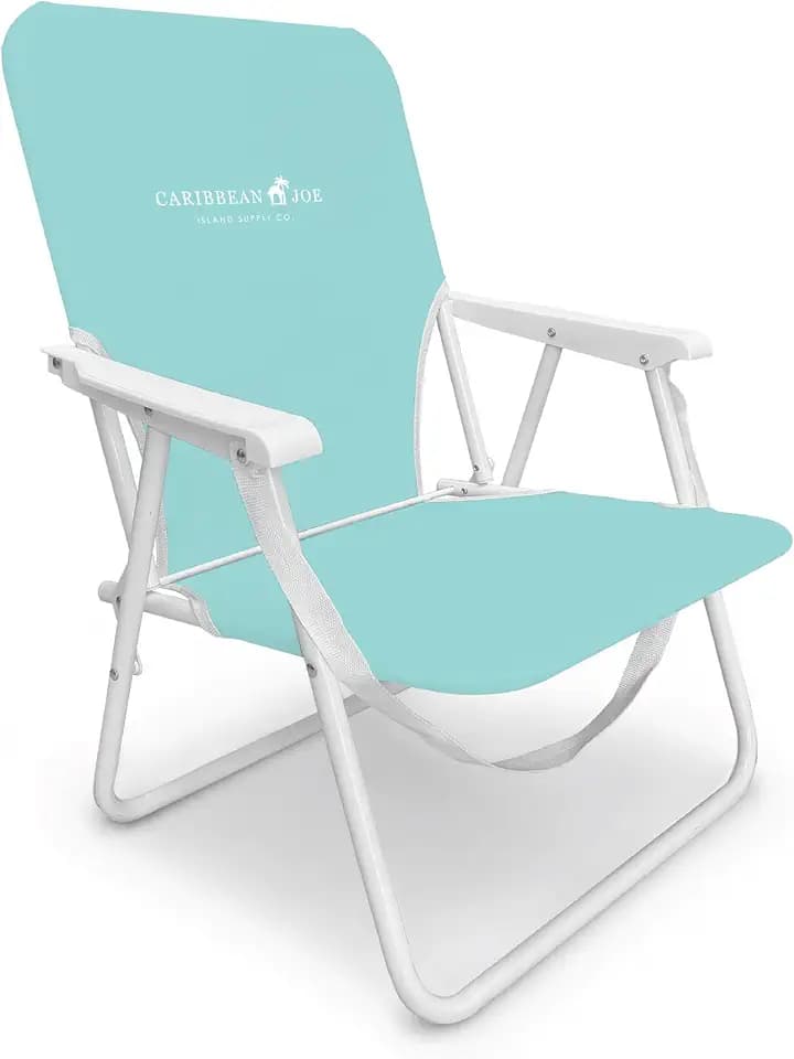 CARIBBEAN JOE Folding Beach Chair, 1 Position Lightweight and Portable Foldable Outdoor Camping Accessories with Carry Strap (Mint, 225lbs Capacity)