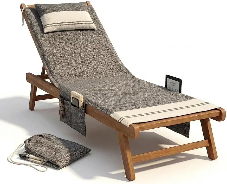 Strandliegentuch 70 x 185 cm mit Kissen, Schwarz