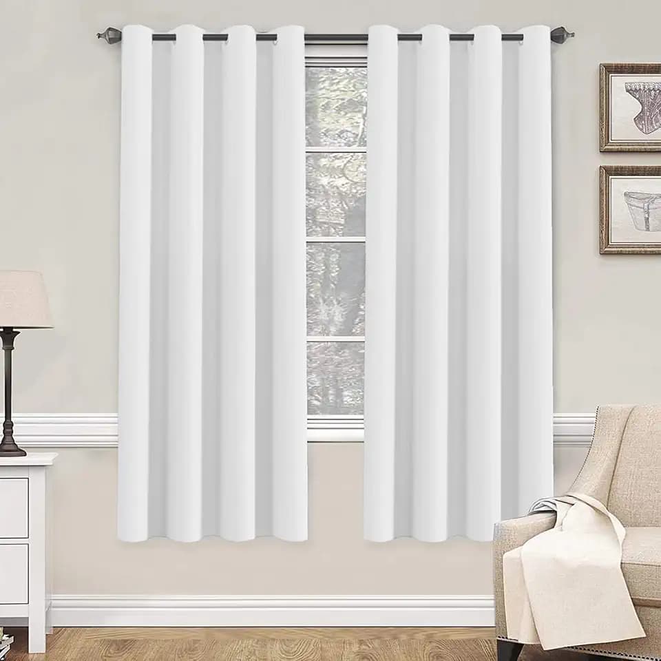 H.VERSAILTEX White Curtains 72 inches Long for Living Room Thermal Insulated Window Treatment Panels/Drapes - (White Color) - Set of 2 - Grommet Top