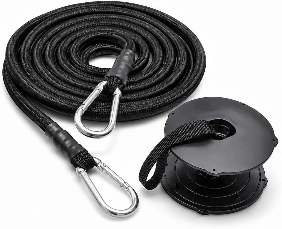 Floating Water Mat Tether Kit with 118 Inch Bungee Cord & Snap Grommet Set, Foam Water Pad Anchor Strap with Metal Snap Hooks for Lake, Pool, Dock, Boat & Lily Pad Mats
