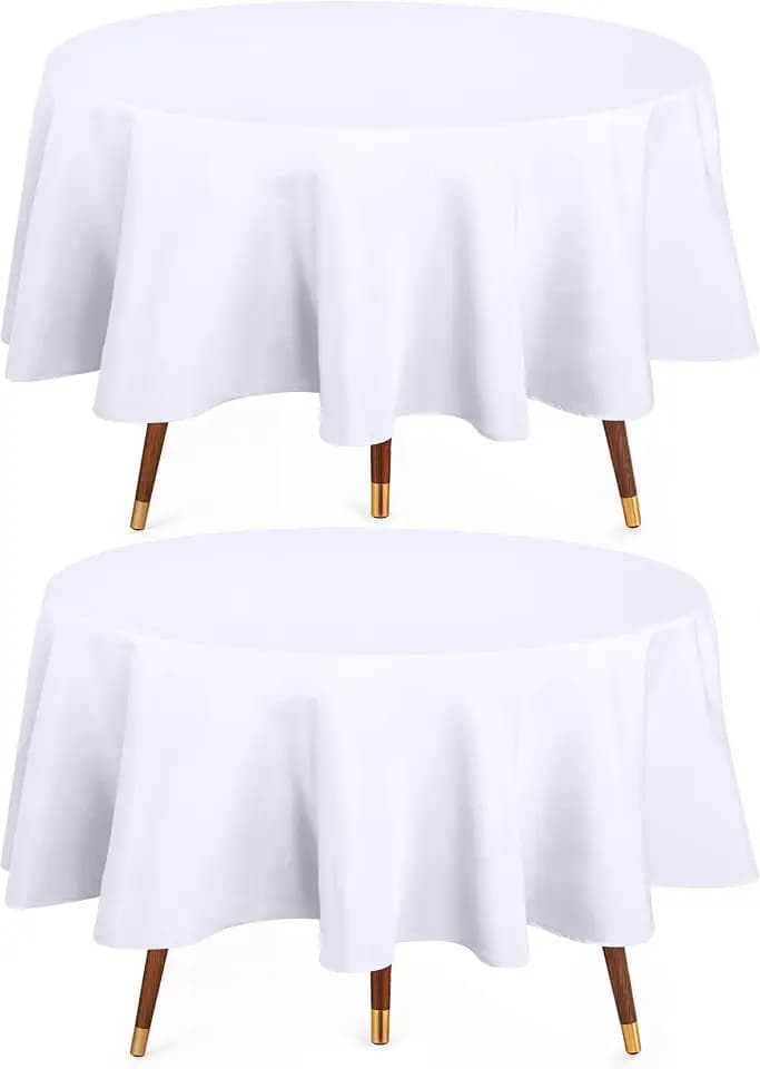 Utopia Kitchen Round Table Cloth 2 Pack [60 Inches, White]