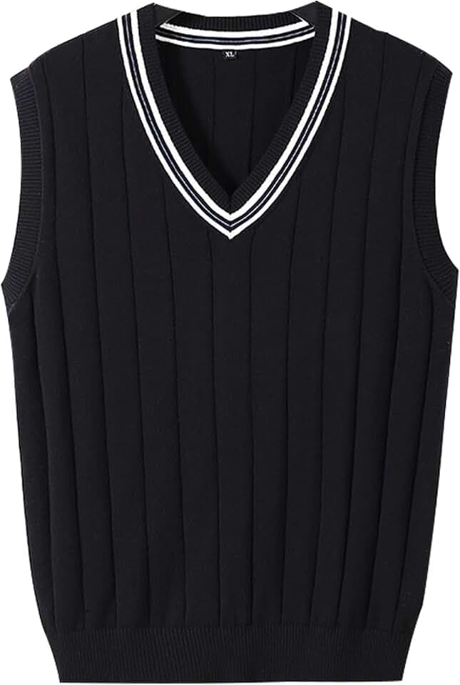 Herren Pullunder V-Ausschnitt Strickweste Elegant