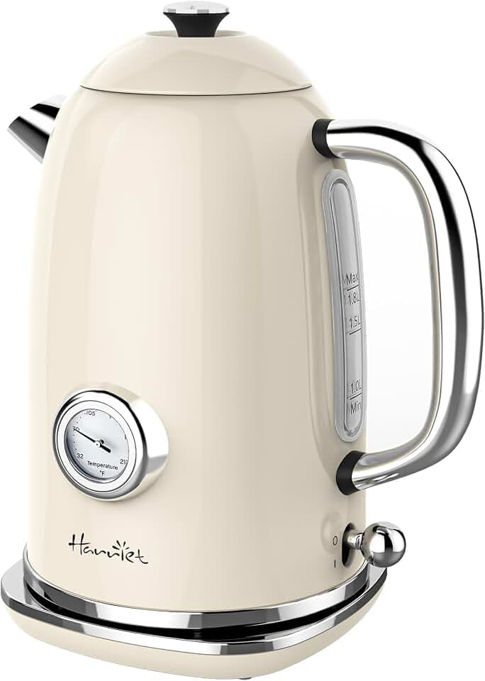 Harriet 61oz Electric Kettle with Thermometer, Retro Hot Water Boiler