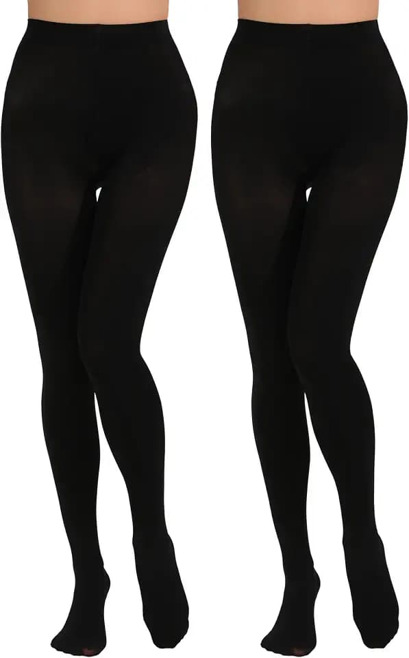Paralinda 2 Pairs Women's Solid Color Tights 80D, Soft Opaque Microfiber Tights