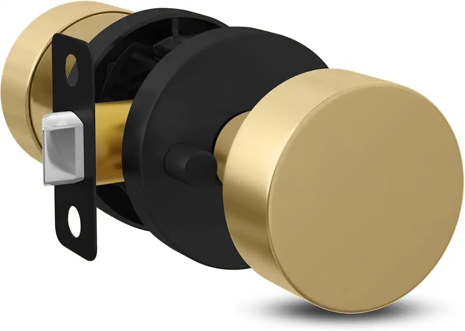 Mega Handles Buena Privacy Door Knob Gold & Black (1-Pack) - Bath Lock