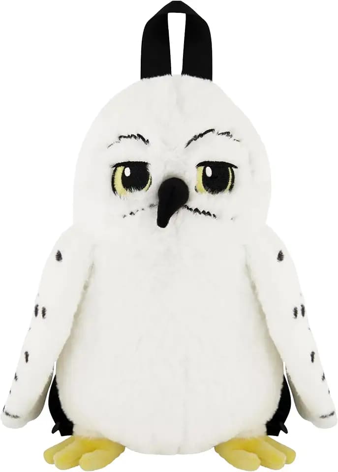 Harry Potter Mini Backpack, Hedwig Owl Plush Small Travel Bag Purse for Men and Women, Adjustable Shoulder Straps, White, 10 Inch