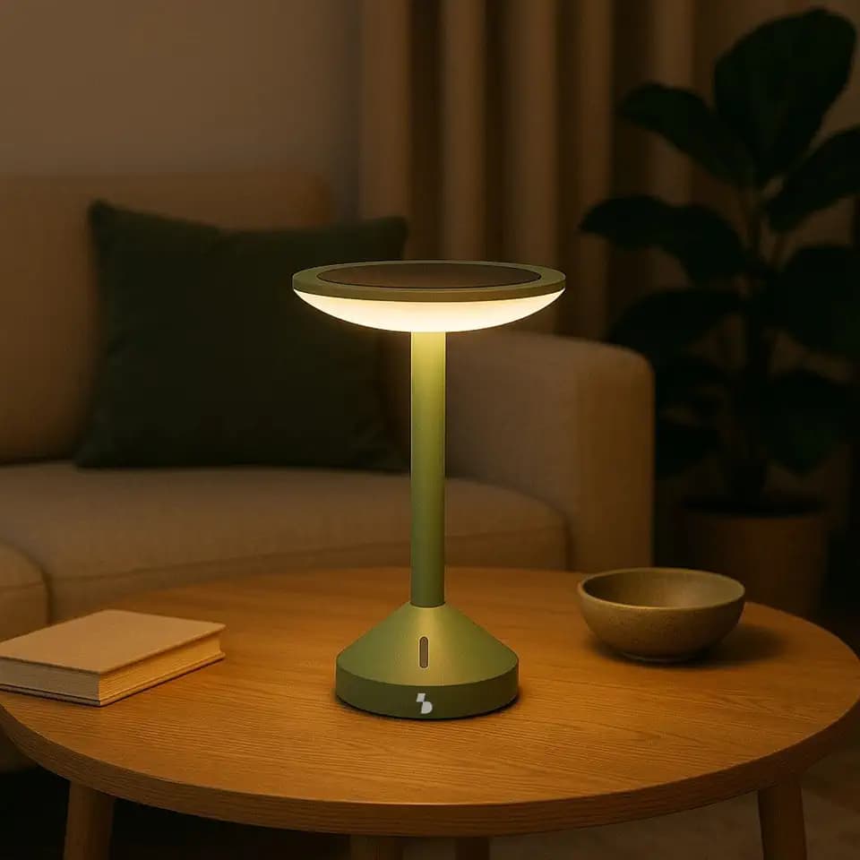 BEPER P207ILO600 HELIA Solar- und Akku-Tischleuchte, Touch-LED-Lampe mit warmem, kaltem und neutralem Licht, Dual-Stromversorgung (Solar + USB), Schutzart IP44