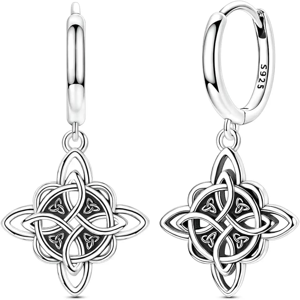 925 Sterling Silver Celtic Knot Dangle Drop Hypoallergenic Earrings