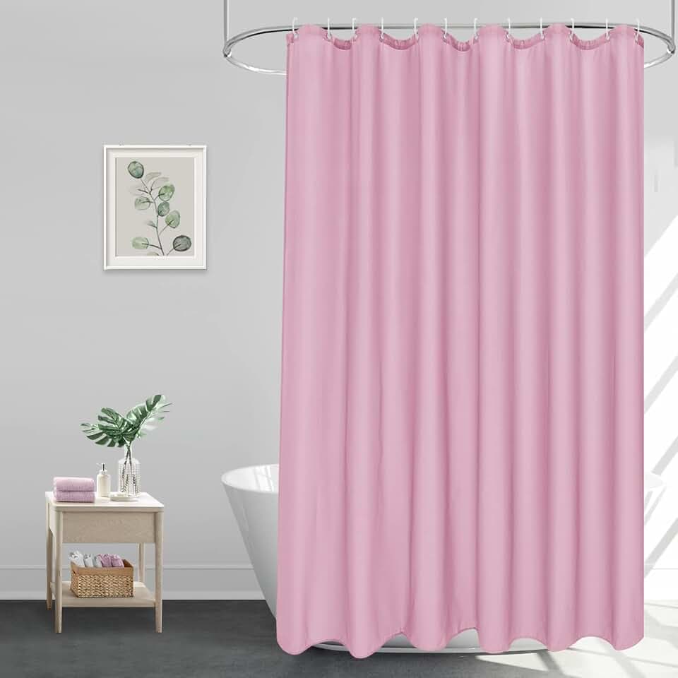 EurCross 180x200 Duschvorhang Rose Wasserdicht Anti-Schimmel Badevorhang,Textil Vorhänge aus Stoff, Antibakteriell Waschbar Bath Curtain inklusive 12 Duschvorhangringe