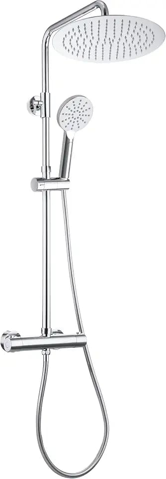 Görbach Regendusche Duschsystem mit Duschstange verstellbare, 30 cm Chrom