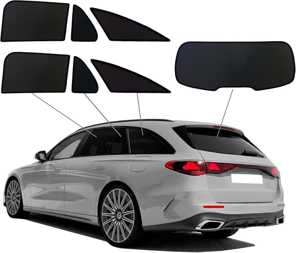 Premium SunClip Auto Sicht- & Sonnenschutz kompatibel mit Mercedes E-Klasse T-Modell 2023- INKL Tasche
