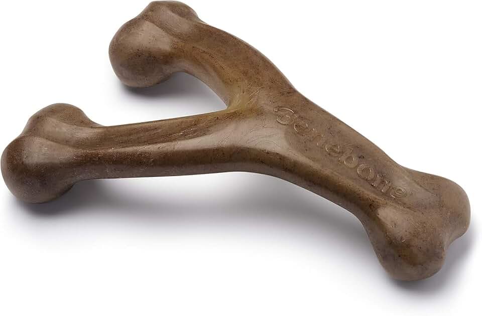 Benebone Wishbone Dog Chew Toy for Aggressive Chewers, Real Bacon, Giant