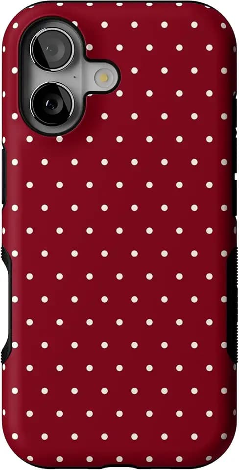 Casely iPhone 17 Case | On the Dot | Maroon Polka Dot | Bold Protective Design | MagSafe Compatible Design