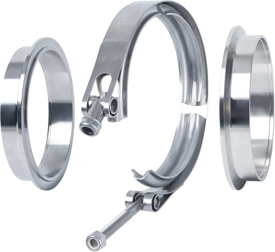 Exhaust Clamp, 4.0 Inch V Band Clamp Coupling with Flange Male Female Stainless Steel(1Pcs)