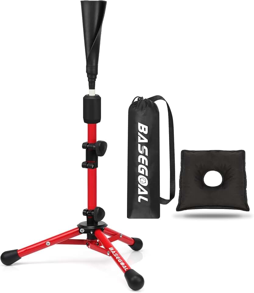 BaseGoal Baseball Tee with Sandbag for Stability,Portable Batting Tee