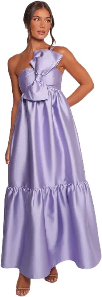Petal & Pup Women's Betina-Bow-Front-Maxi-Dress-Lilac
